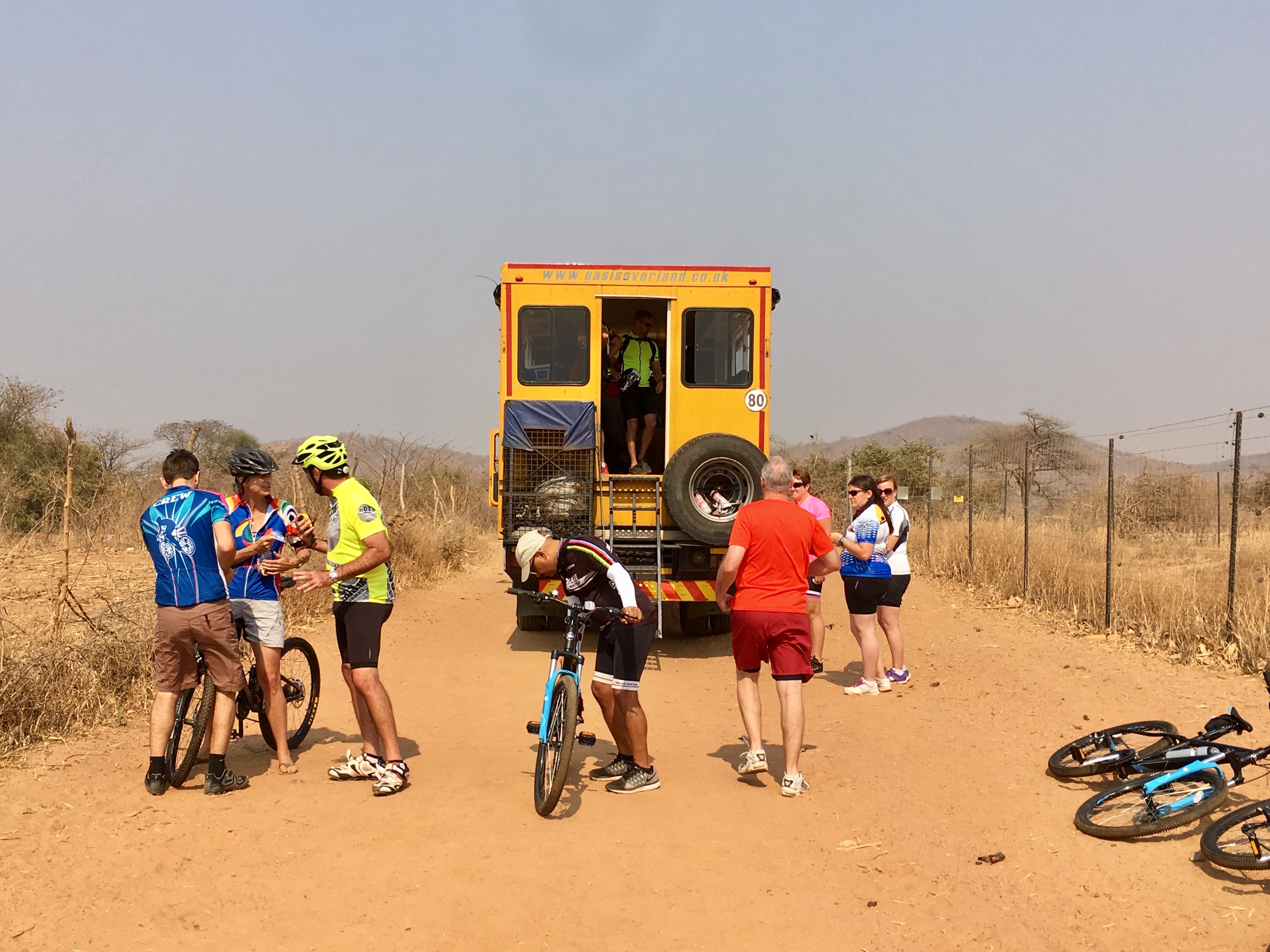 We also adapt one of our trucks to carry bikes for some trips in Zambia