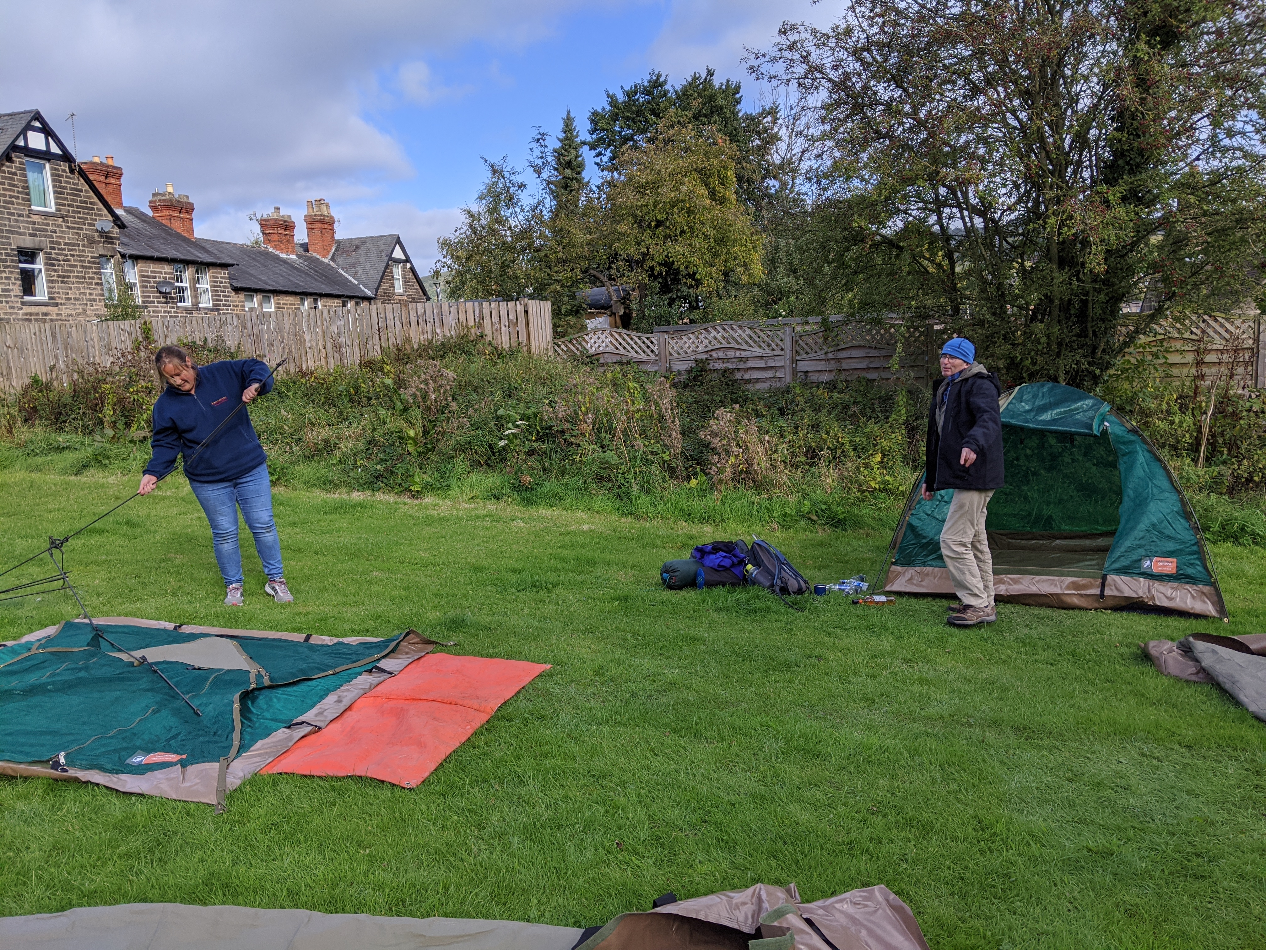 Setting up a tent